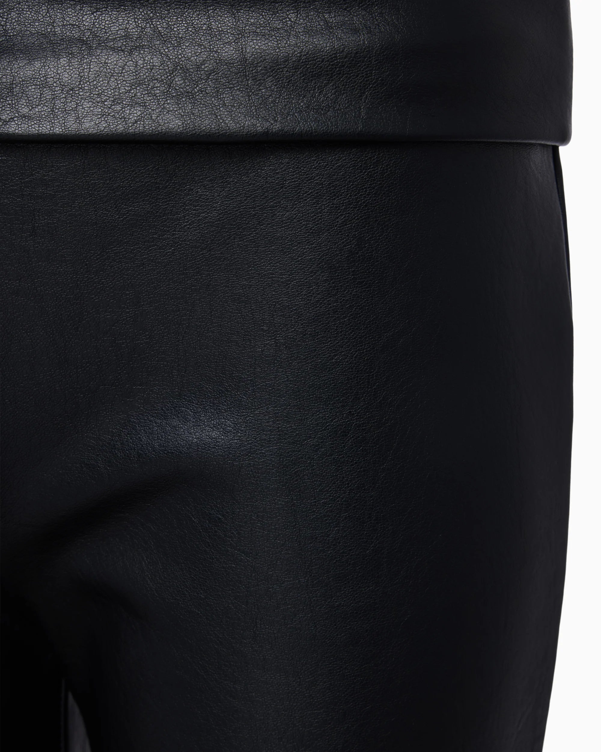 Black Fold Over Leather Pants