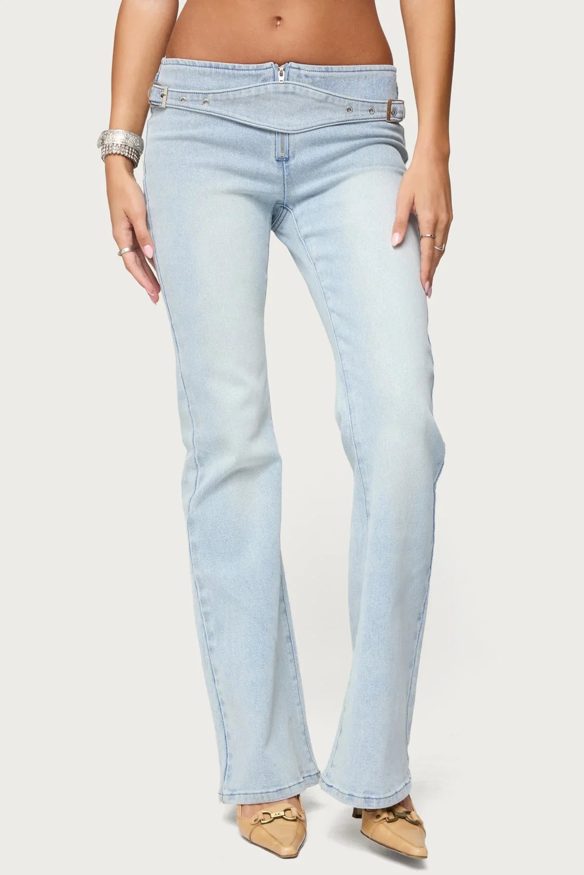 Belted Low Rise Jeans